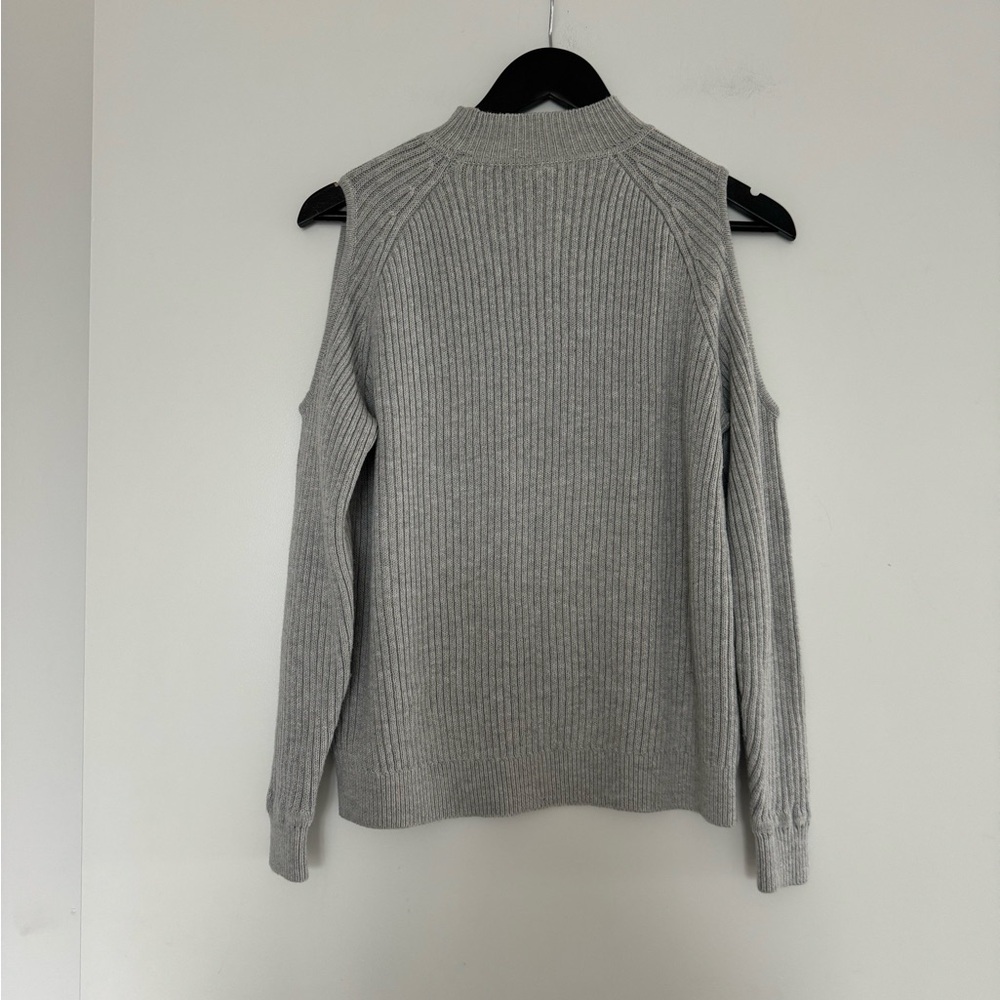 H&M Divided Grey Ribbed Cold Shoulder Sweater - Picture 2 of 5